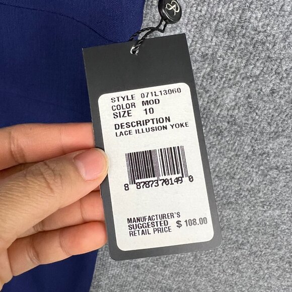 NEW ADRIANA PAPELL Lace Illusion Sleeveless Deep V Neck Dress SZ 10 - Picture 9 of 9